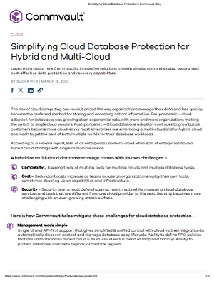 Simplifying Cloud Database Protection for Hybrid and Multi-Cloud