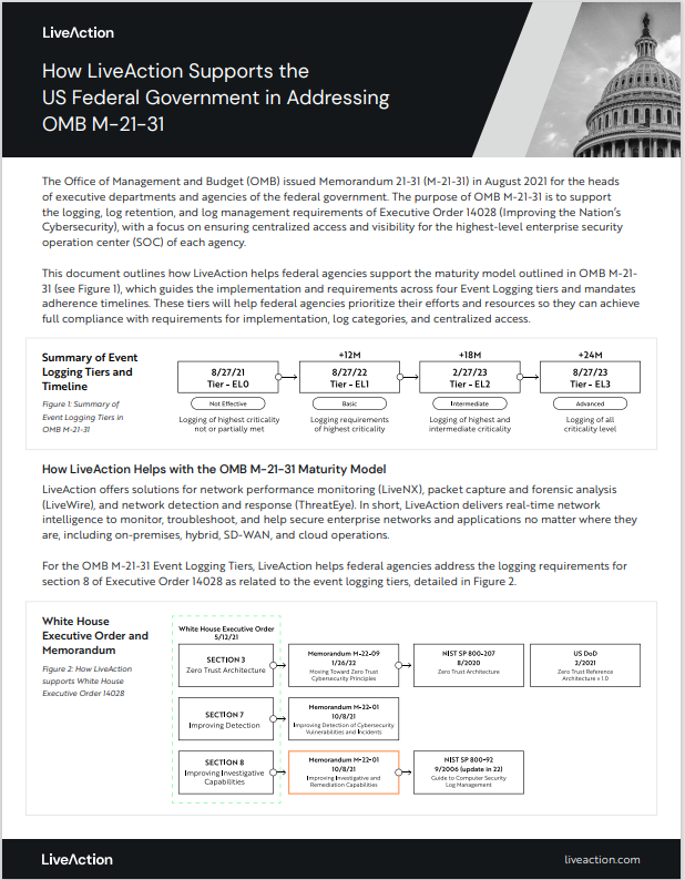 How LiveAction Supports the US Federal Government in Addressing OMB M-21-31