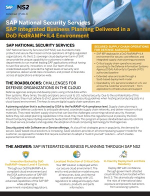 SAP Integrated Business Planning: Supply Chain operations delivered in a DoD FedRAMP+IL4 compliant environment