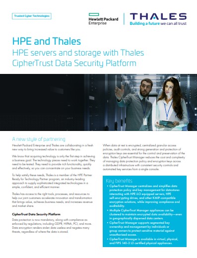 HPE servers and storage with Thales CipherTrust Data Security Platform Solution Brief