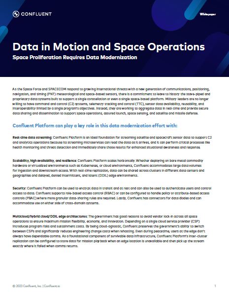 Data in Motion and Space Operations