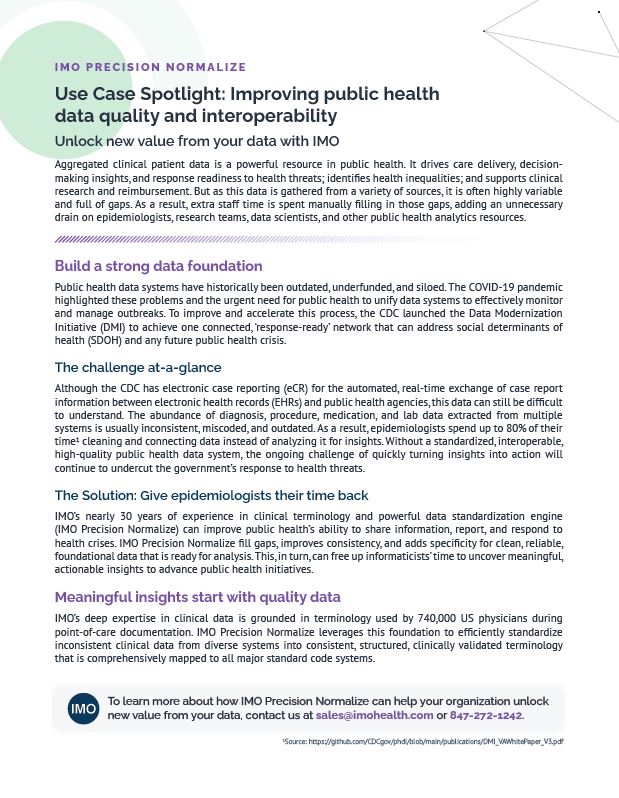 Improving public health data quality and interoperability