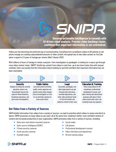 SNIPR: Uncover Actionable Intelligence in Seconds with AI-Driven Video Analysis