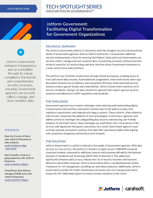 Tech Spotlight - Jotform Government: Facilitating Digital Transformation for Government Organizations