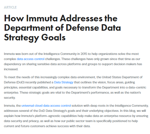 How Immuta Addresses the Department of Defense Data Strategy Goals
