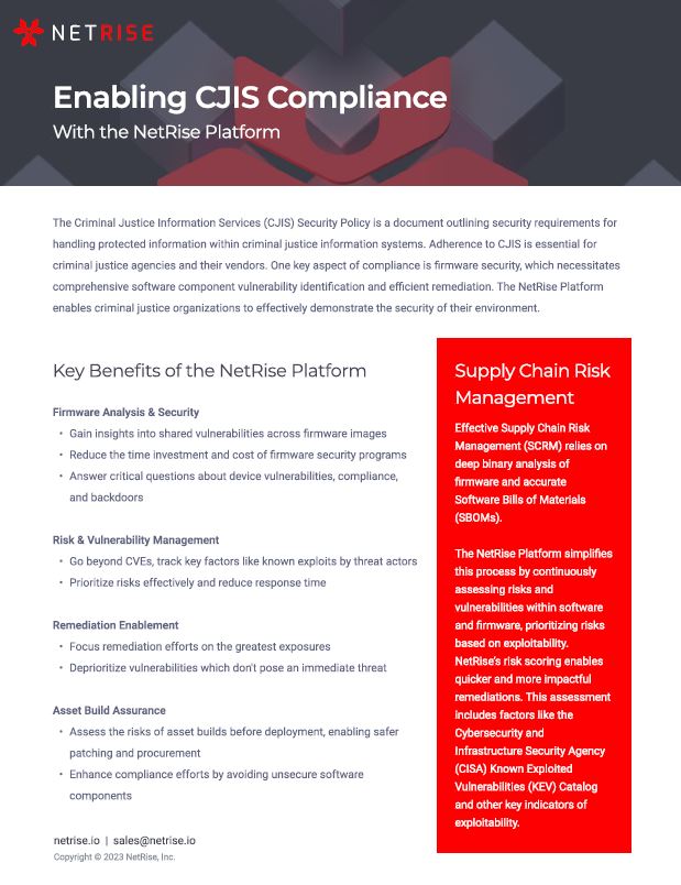 Enabling CJIS Compliance: With the NetRise Platform