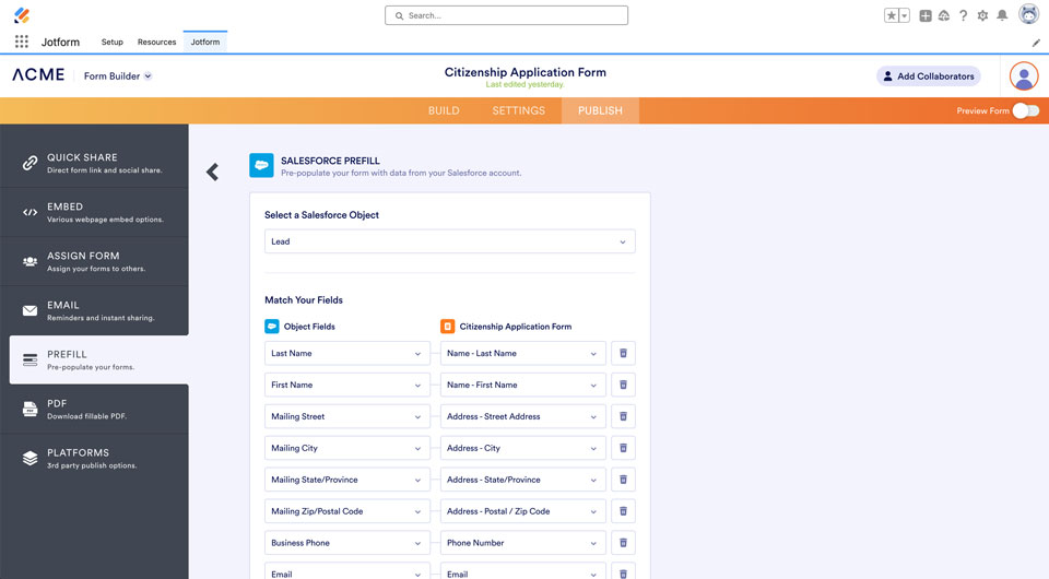 Seamlessly Populate Forms with Salesforce Insights