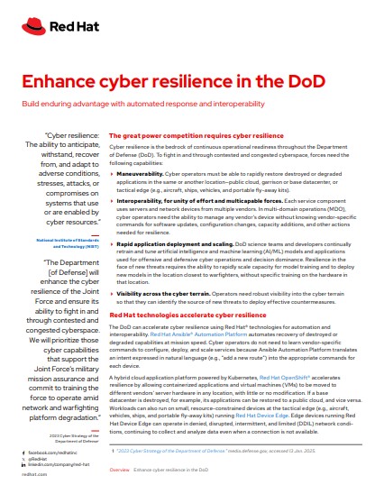 Enhance Cyber Resilience in the DoD